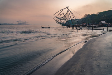 Chinese fishing nets during the Golden Hours at Fort Kochi, Kerala, India 3