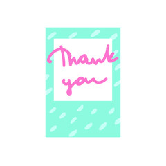  Inscription in a bright cartoon frame. Great for cards, textiles, posters and other design. Hand lettering Thank You. Words of gratitude.