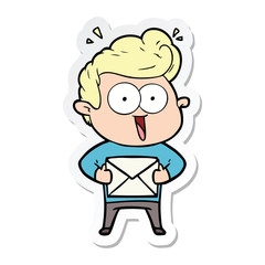 sticker of a cartoon man with envelope