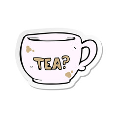 sticker of a cartoon cup of tea
