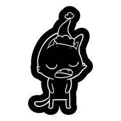 talking cat cartoon icon of a wearing santa hat