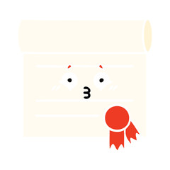 flat color retro cartoon certificate