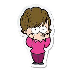 sticker of a cartoon woman