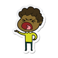 sticker of a cartoon furious man