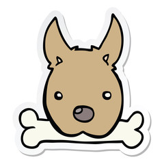 sticker of a cartoon dog with bone