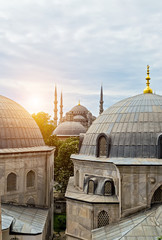 Obraz premium St. Sophia Cathedral top view domes minarets Istanbul, Turkey