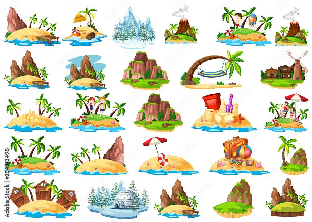 Poster set of different island