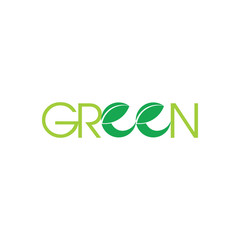 text green leaf logo vector