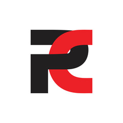 abstract letters pc simple linked logo vector