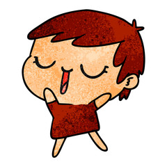 textured cartoon of cute kawaii short haired girl