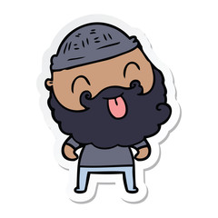 sticker of a man with beard sticking out tongue