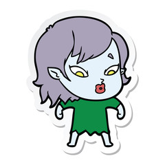 sticker of a cute cartoon vampire girl