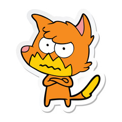 sticker of a cartoon annoyed fox