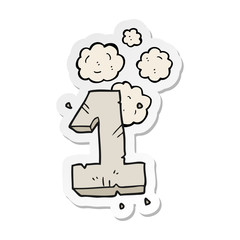 sticker of a cartoon stone number one
