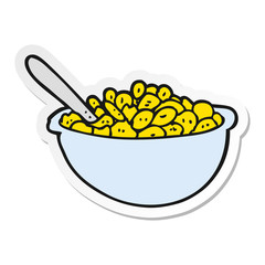 sticker of a cartoon bowl of cereal