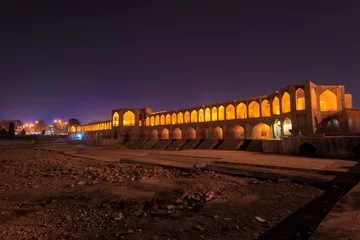 Fotobehang Khaju Brug Khaju Bridge at Night in Isfahan, Iran, taken in January 2019 taken in hdr