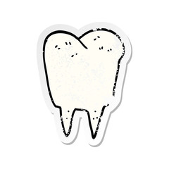 distressed sticker of a cartoon tooth