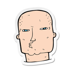 sticker of a cartoon bald tough guy