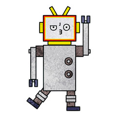 retro grunge texture cartoon robot