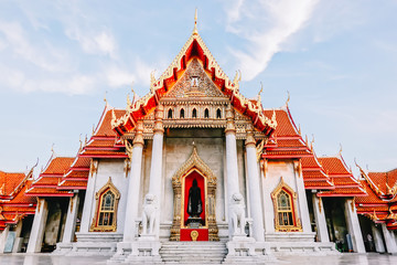 Fototapeta premium Unseen thailand, Wat Benchamabophit Dusitvanaram is a Buddhist temple in Bangkok, Thailand.it is one of Bangkok's most beautiful temples and a major tourist attraction