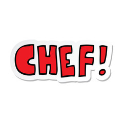 sticker of a cartoon word chef