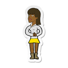 sticker of a cartoon woman waiting