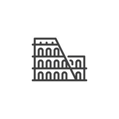 Plakat Colosseum building landmark line icon. linear style sign for mobile concept and web design. coliseum rome architecture outline vector icon. Symbol, logo illustration. Pixel perfect vector graphics
