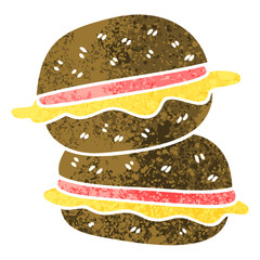 quirky retro illustration style cartoon sandwich