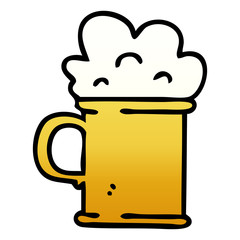 quirky gradient shaded cartoon tankard of beer
