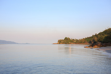 Sunset over tropical island beach. Ko Samui. Thailand
