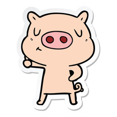sticker of a cartoon content pig