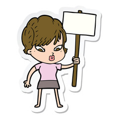 sticker of a cartoon woman