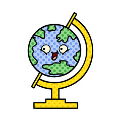 comic book style cartoon globe of the world