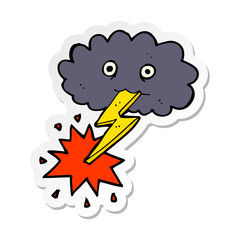 sticker of a cartoon storm cloud