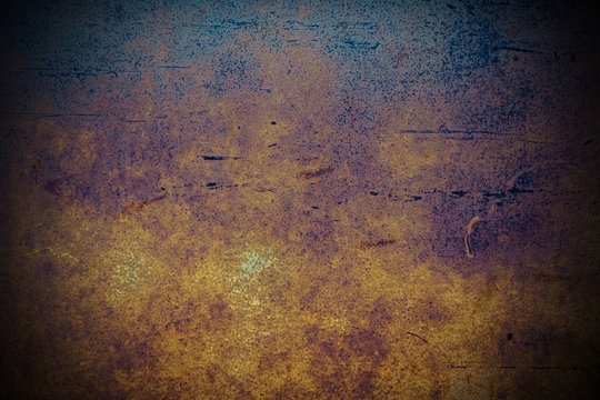 Rust orange blue background abstract - dark terracotta plaster wall texture