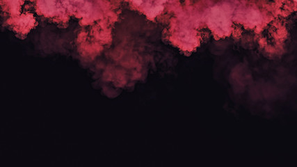 Fog and mist effect on black background. Red smoke texture