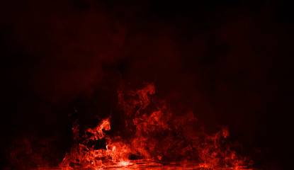 Fire smoke on isolated black background. Design texture