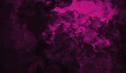 Abstract purple smoke steam moves on a black background . The concept of aromatherapy