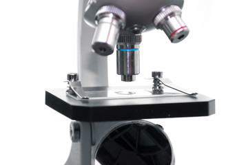 Health analysis Microscope slide under examination. The process of medical research under a microscope