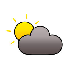 gradient shaded cartoon sun and storm cloud