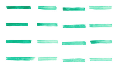 set of watercolor pastel green brushes stroke