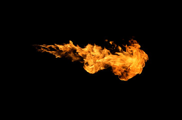 Fire flames on black background