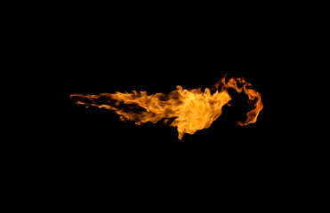 Fire flames on black background