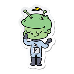 Obraz premium sticker of a friendly cartoon spaceman