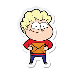 sticker of a cartoon happy man