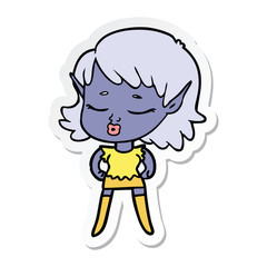 sticker of a pretty cartoon elf girl