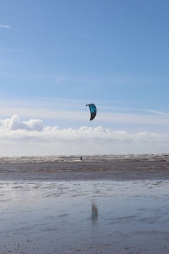 kite surfing on the beach