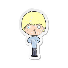 retro distressed sticker of a cartoon whistling boy