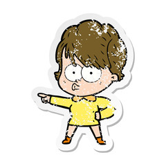 distressed sticker of a cartoon woman