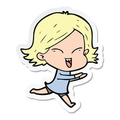 sticker of a happy cartoon girl